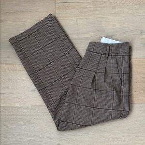 Aritzia Brown Plaid Trousers